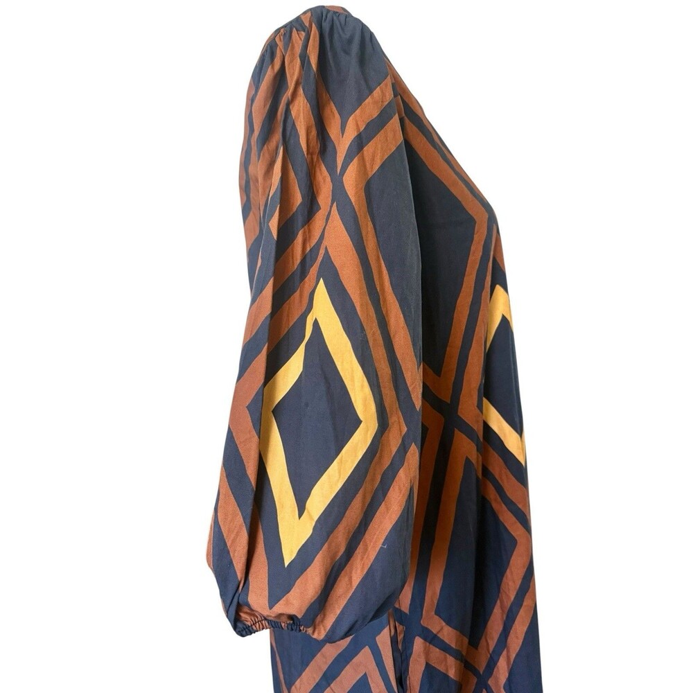 Anthropologie Porridge Mireil Midi Dress Brown Geometric Print M Petite NWT - Picture 6 of 11